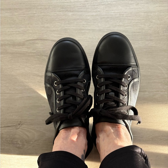 100% Authentic Gucci shoes size 9 perfect condition black canvas - Picture 2 of 12